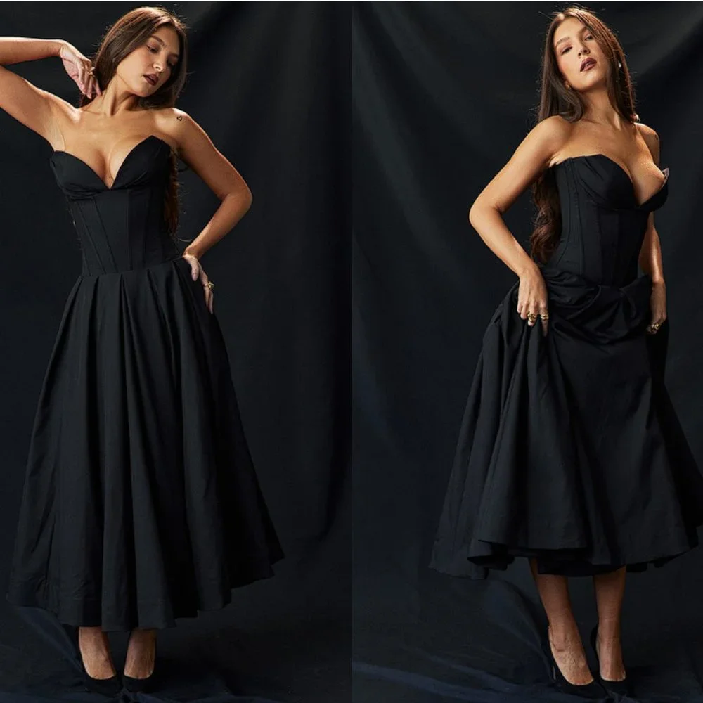 House of CB 'Lady' Black Strapless Midi Dress NWOT - Picture 7 of 17